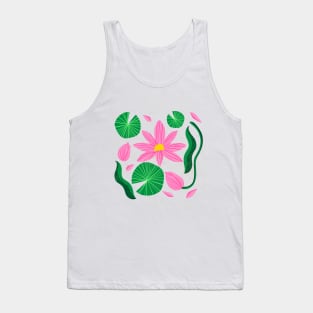 pink floral, aesthetic flowers and green leaves, plant Tank Top